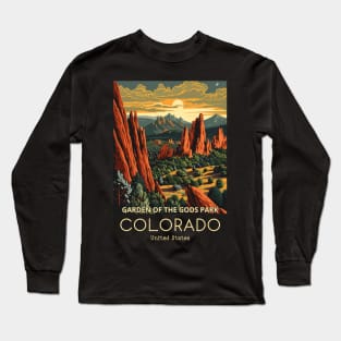 A Vintage Travel Illustration of the Garden of the Gods Park - Colorado - US Long Sleeve T-Shirt